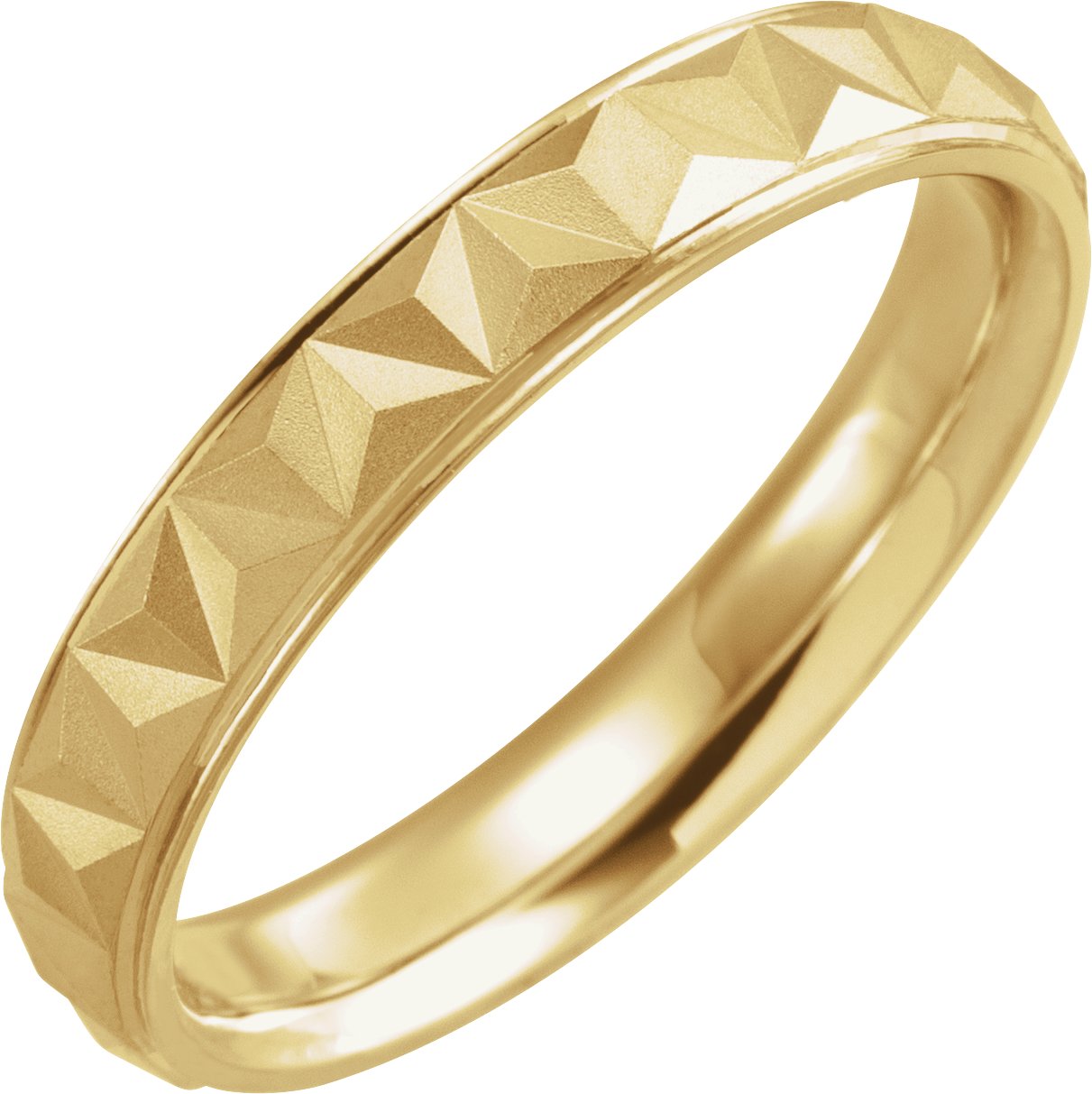 18K Yellow 4 mm Geometric Band with Matte/Polished Finish Size 7