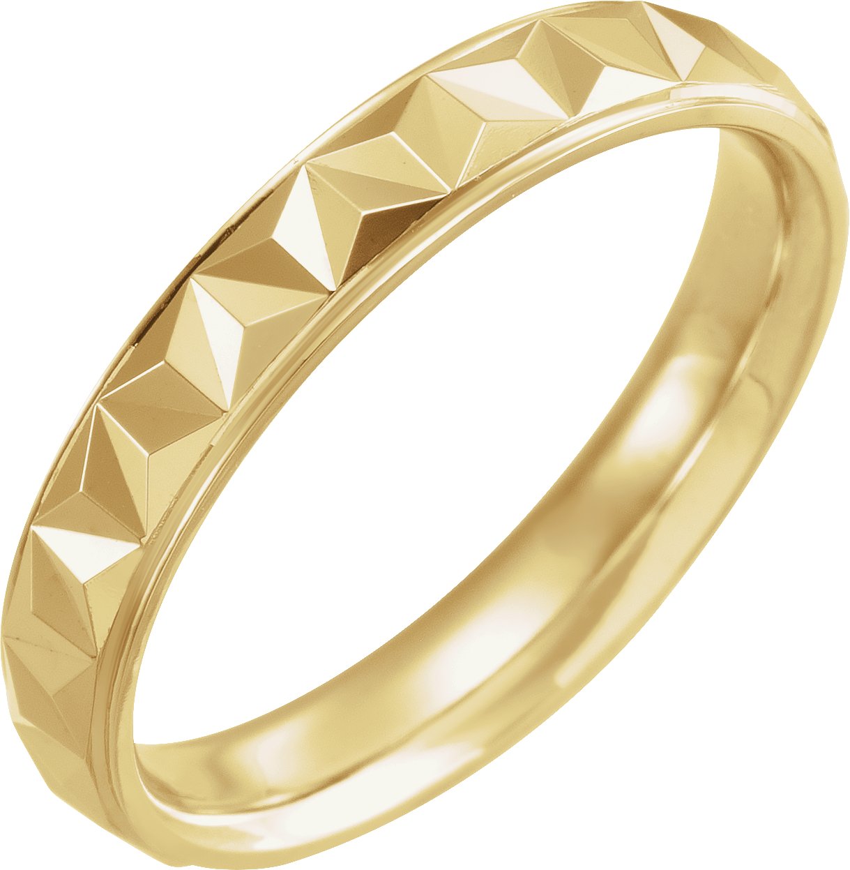 14K Yellow 4 mm Geometric Band with Polished Finish Size 13