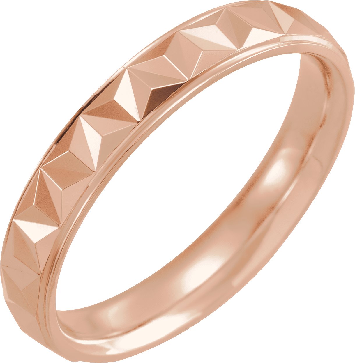 18K Rose 4 mm Geometric Band with Polished Finish Size 5