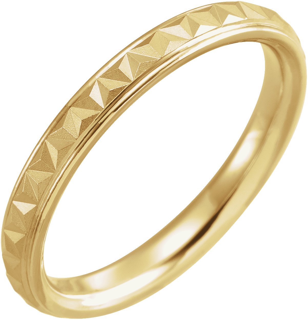 10K Yellow 3 mm Geometric Band with Matte/Polished Finish Size 7