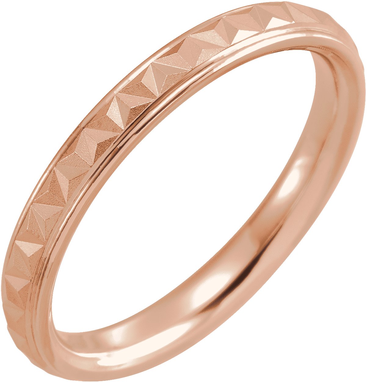 10K Rose 3 mm Geometric Band with Matte/Polished Finish Size 10.5