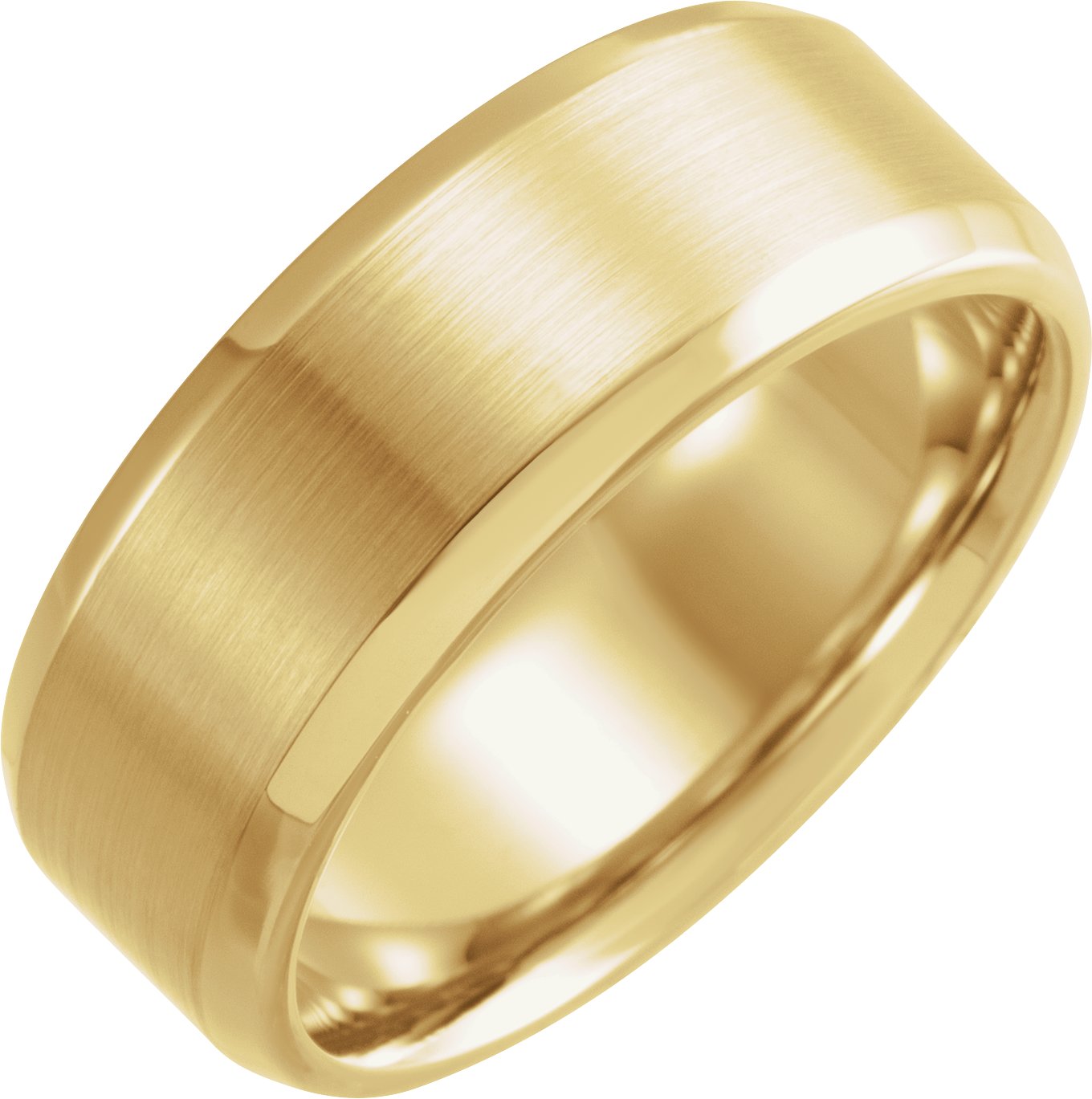 14K Yellow 8 mm Beveled-Edge Band with Satin Finish Size 10.5