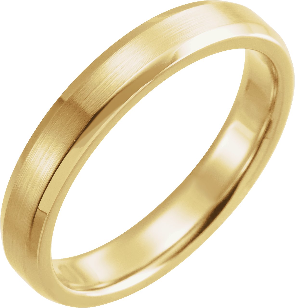 14K Yellow 4 mm Beveled-Edge Band with Satin Finish Size 8.5