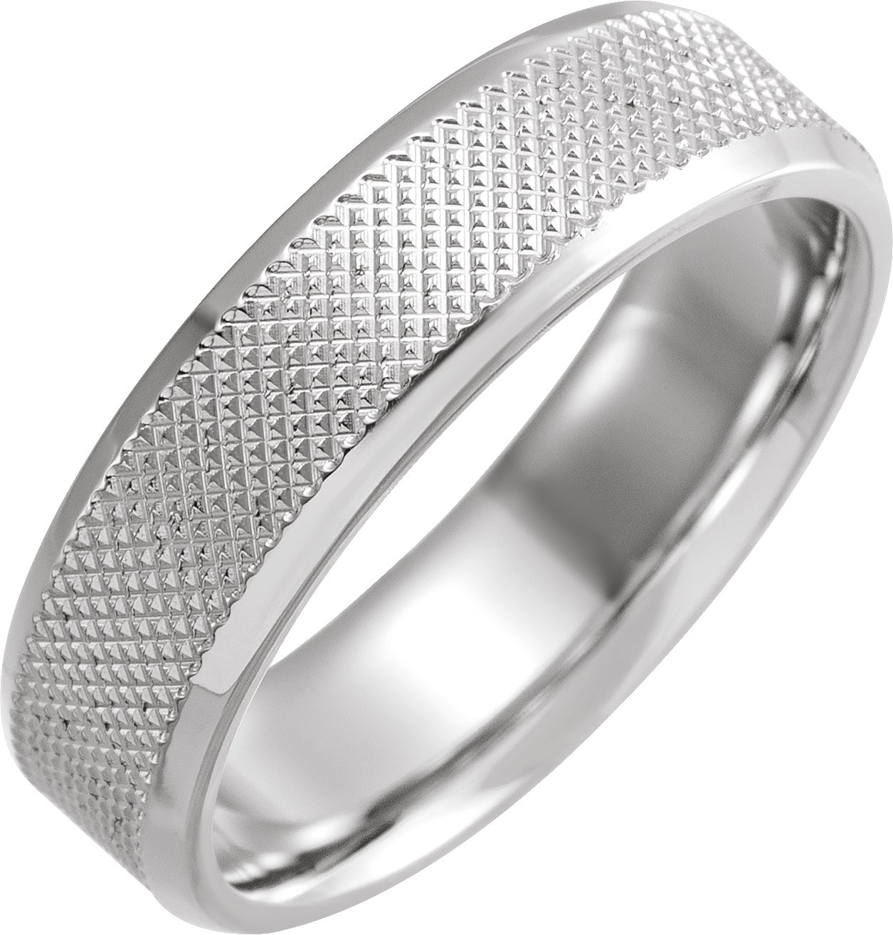 Sterling Silver 6 mm Knurled Beveled Edge Band Size 19 Ref 16531218