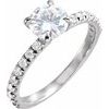 14K White 6.5 mm Round Forever One Moissanite and .33 CTW Diamond Engagement Ring Ref 13860249