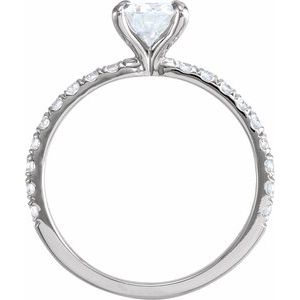 14K White 6.5 mm Round Forever One™ Moissanite & 1/3 CTW Diamond Engagement Ring