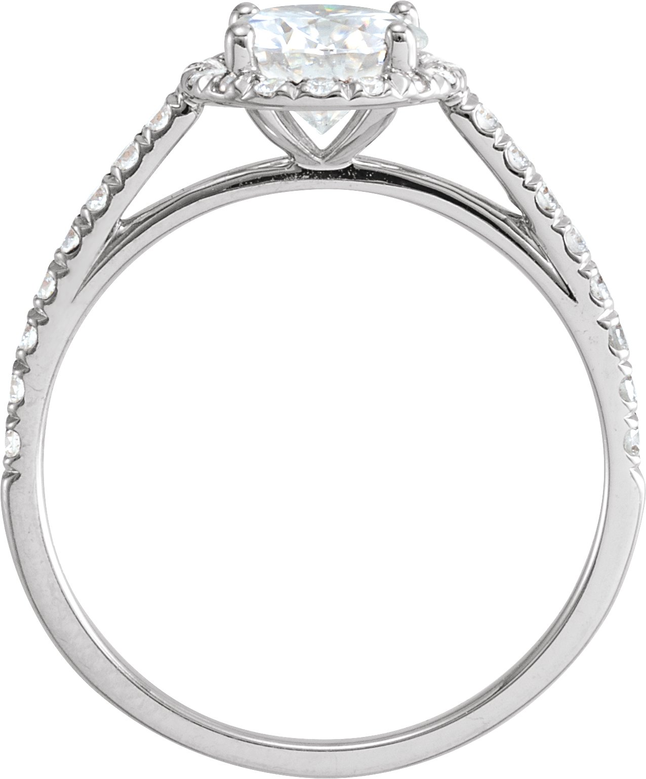 14K White 6.5 mm Round Forever One™ Moissanite & 1/5 CTW Diamond Engagement Ring