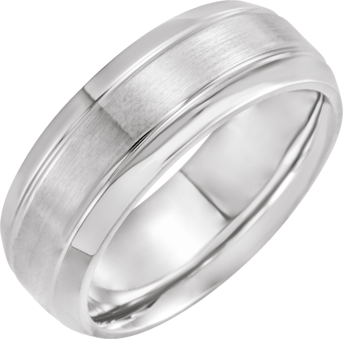 Continuum Sterling Silver 8 mm Grooved Beveled Edge Band Size 19 Ref 16265680