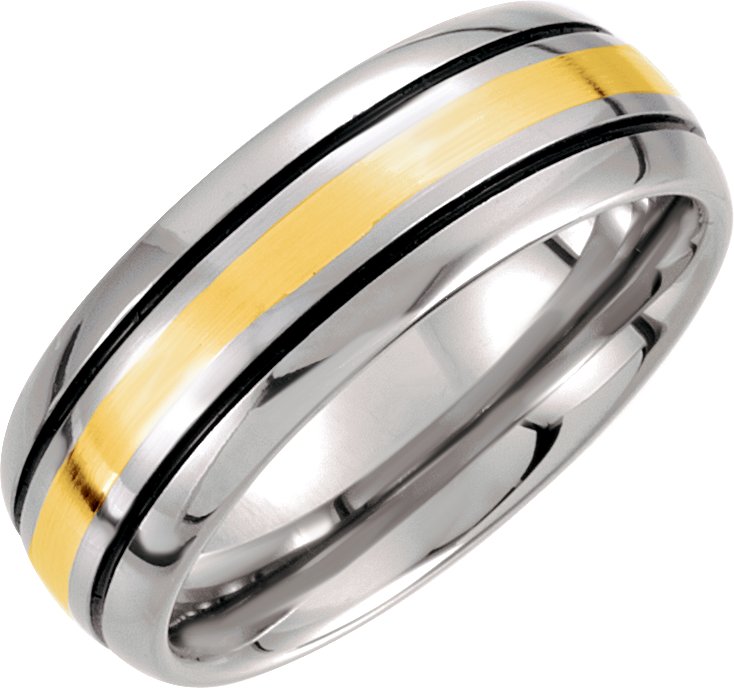 Tungsten & 14K Yellow Inlay 8 mm Black Antiqued Band Size 11