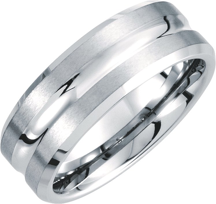 Tungsten 8.3 mm Beveled Band with Grooved Center Size 11