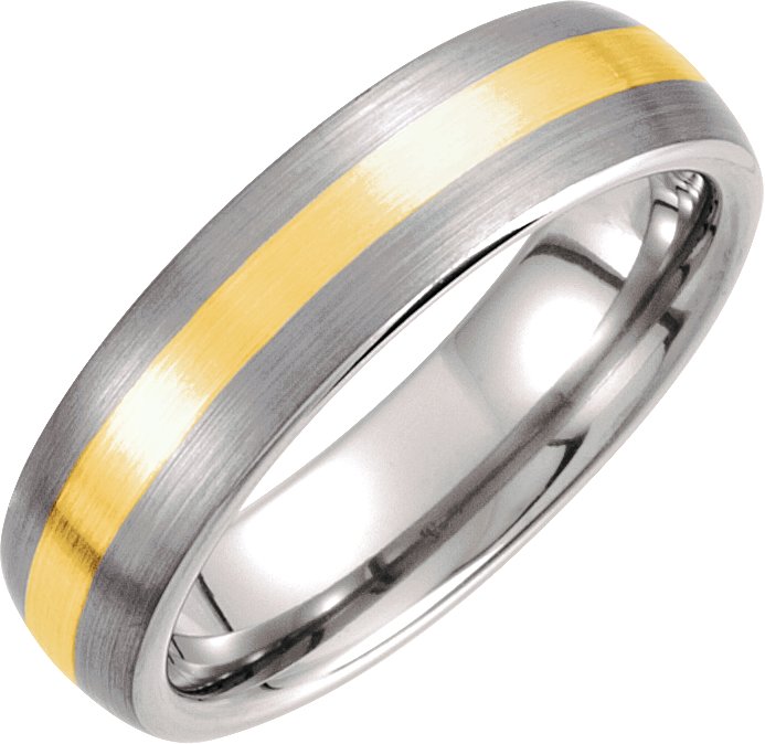 Tungsten & 14K Yellow 6 mm Dome Band Size 7  