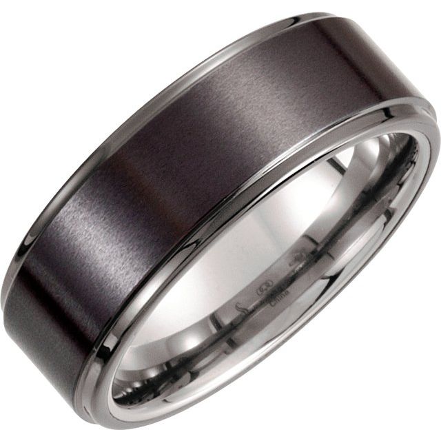 Tungsten & Ceramic Couture® 8 mm Ridged Band Size 11
