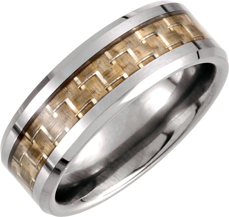 Tungsten 8.3 mm Beveled-Edge Band with Carbon Fiber Center Size 7