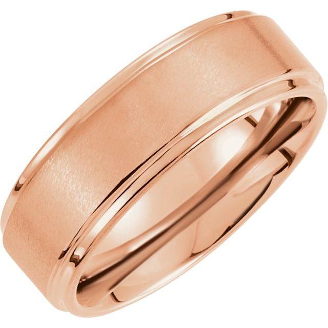 18K Rose Gold PVD Tungsten 8 mm Rounded Edges Band with Satin Finish Size 10