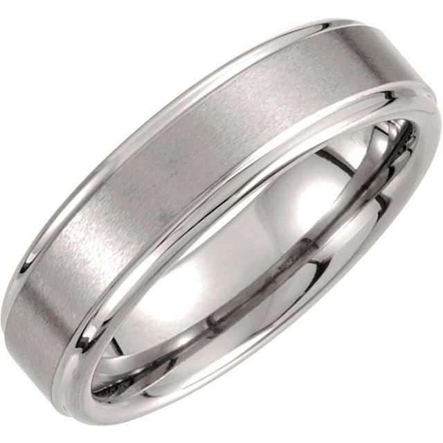 Tungsten 6 mm Satin and Polished Edge Band Size 10