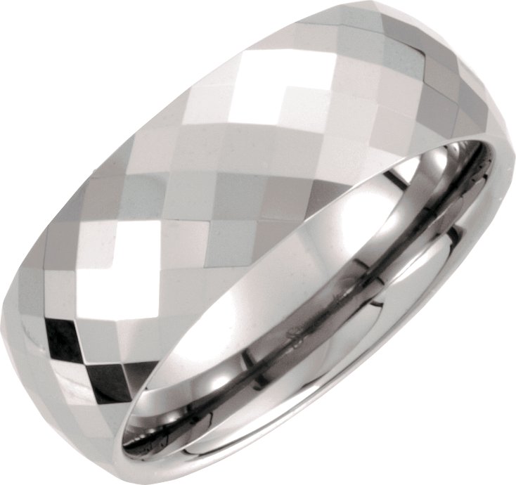 Tungsten 8.3 mm Diamond Cut Faceted Band Size 9.5
