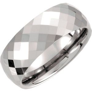 Tungsten 8.3 mm Diamond Cut Faceted Band Size 6