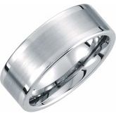 White Tungsten 8 mm Flat Band with Satin Finish Center Size 11
