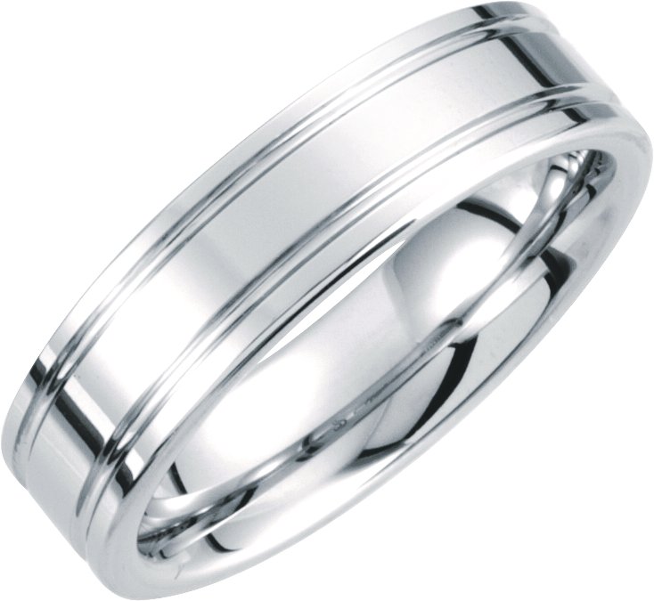 White Tungsten 6 mm Grooved Band Size 7