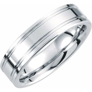 White Tungsten 6 mm Grooved Band Size 12.5