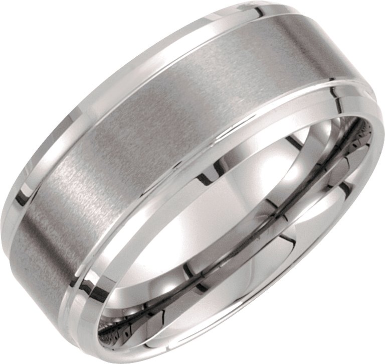 Tungsten 10 mm Ridged Band with Satin Center Size 14