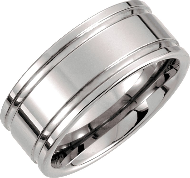 Tungsten 10 mm Grooved Flat Ridged Band Size 14