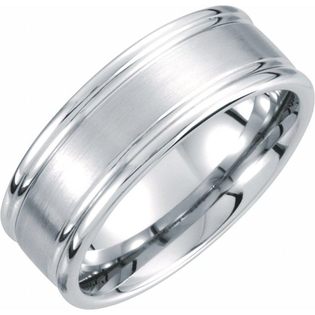White Tungsten 8.3 mm Grooved Band with Satin Center Size 10