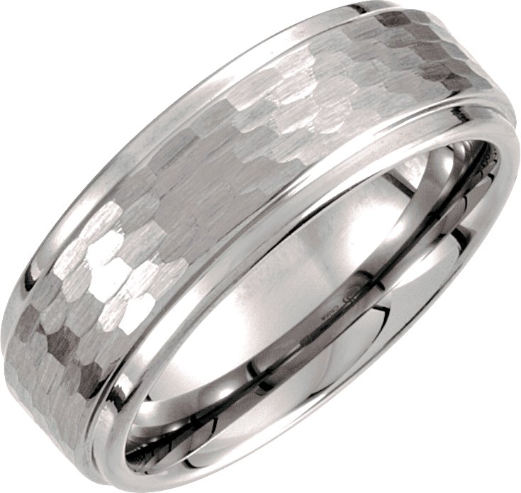 Tungsten 8 mm Ridged Band with Bark Finish Size 12