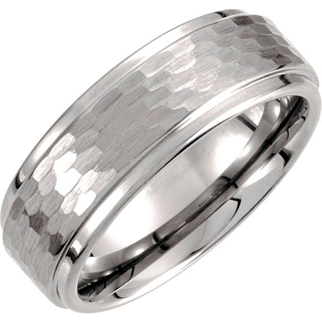 Tungsten 8 mm Ridged Band with Bark Finish Size 10