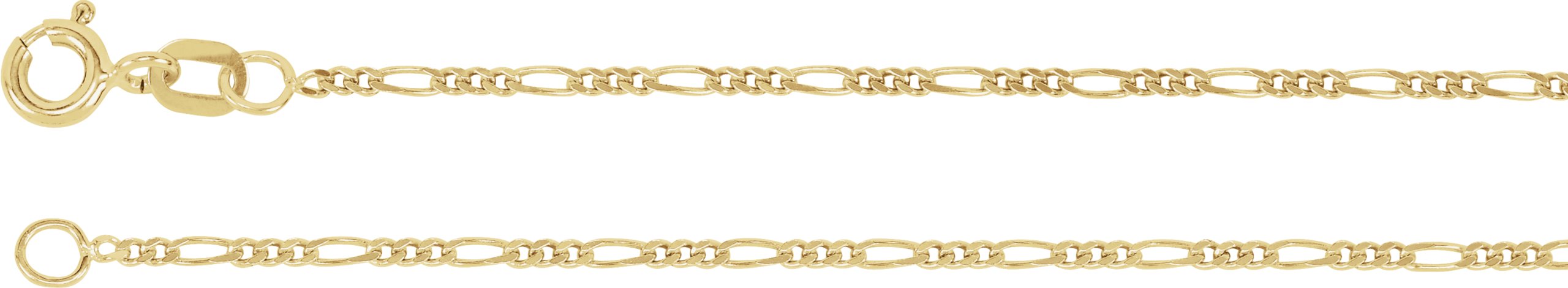 14K Yellow 1.5 mm Solid Figaro 20" Chain
