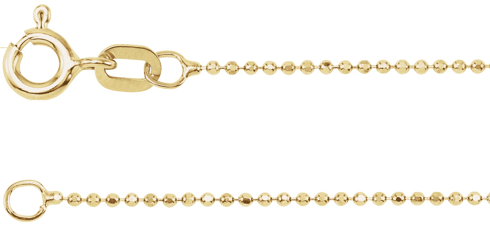 14K Yellow 1 mm Diamond-Cut Bead 7 Chain 