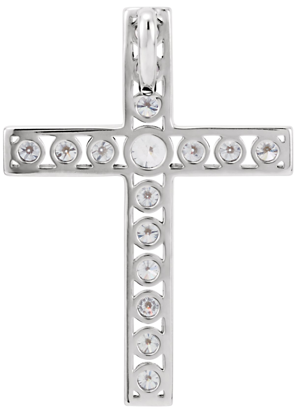 14K White 3/4 CTW Natural Diamond Cross Pendant