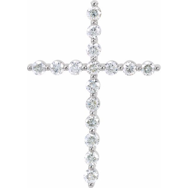 14K White 5/8 CTW Diamond Cross Pendant