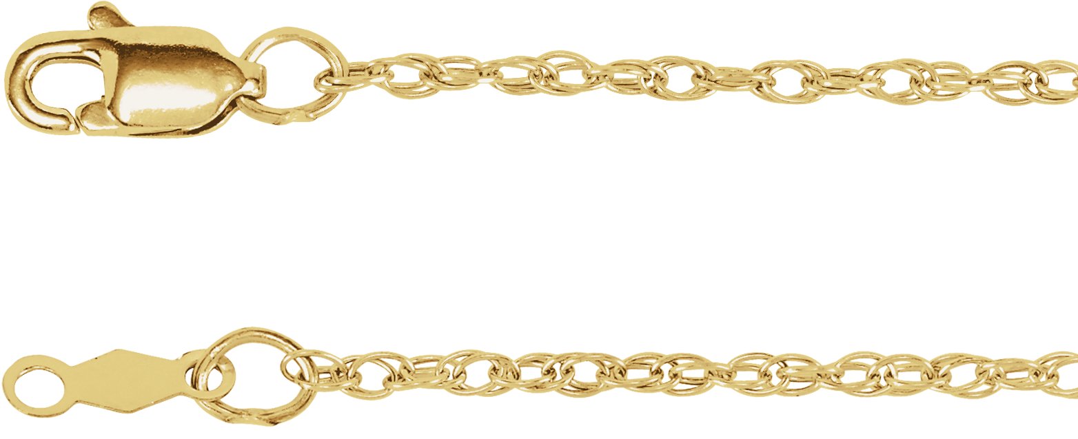 14K Yellow 1.5 mm Rope 7" Chain