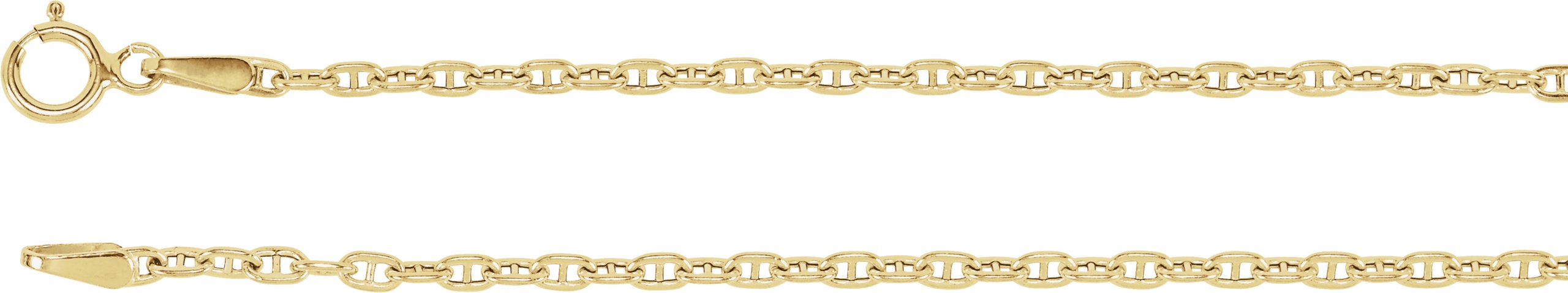 14K Yellow 1.75 mm Hollow Anchor 7" Chain