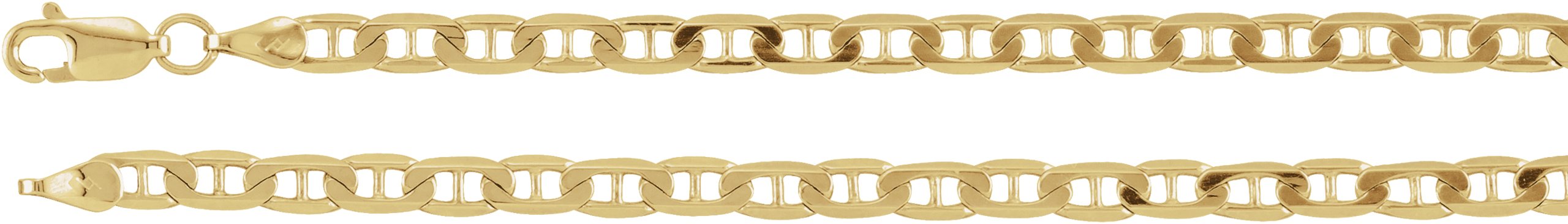 14K Yellow 3.7 mm Solid Curbed Anchor 20" Chain 