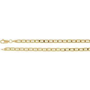14K Yellow 3.7 mm Solid Curbed Anchor 7" Chain 