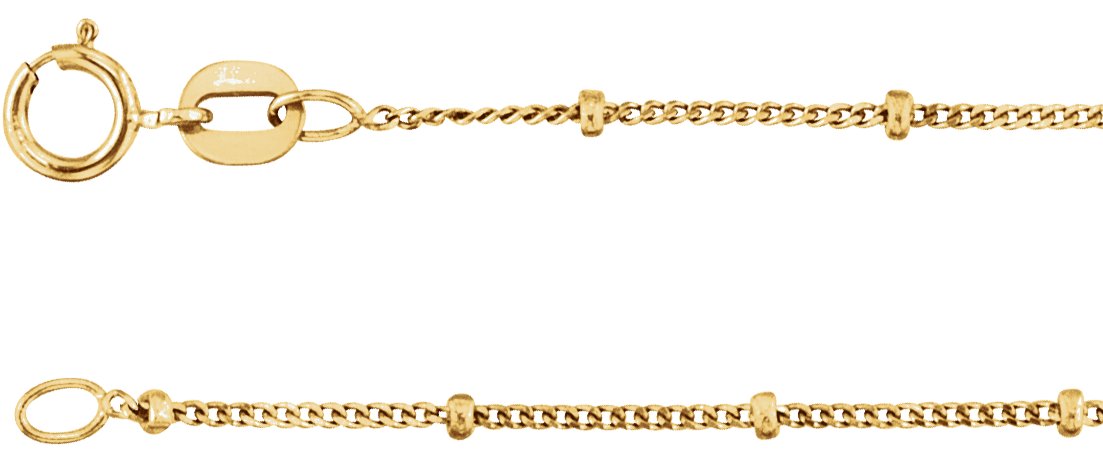 14K Yellow 1.9 mm Beaded Curb 16 inch Chain Ref 10946076