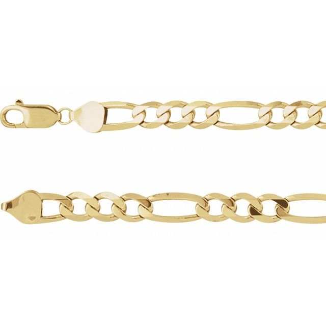 14K Yellow 6.5 mm Figaro Chain 7" Bracelet
