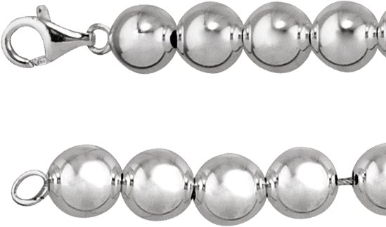Sterling Silver 10 mm Hollow Bead 16" Chain
