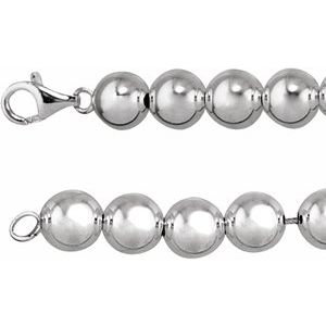 Sterling Silver 10 mm Hollow Bead 18" Chain
