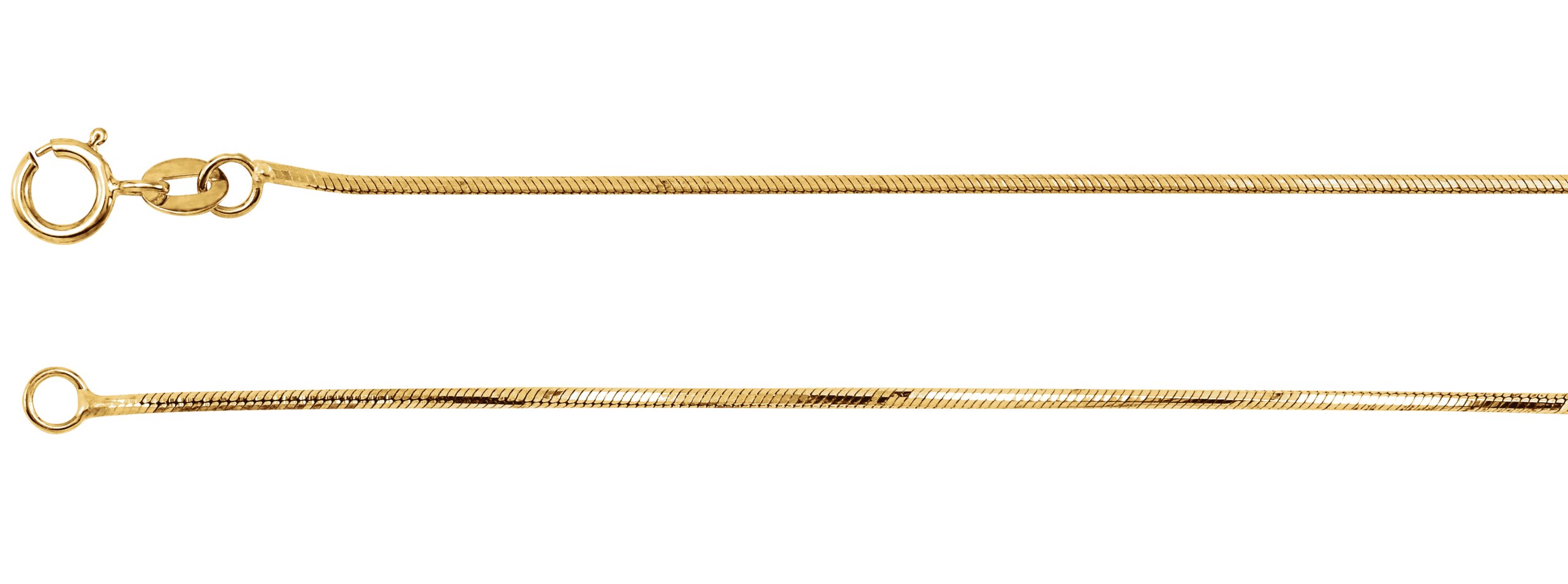 14K Yellow .75 mm Diamond Cut Snake 24" Chain
