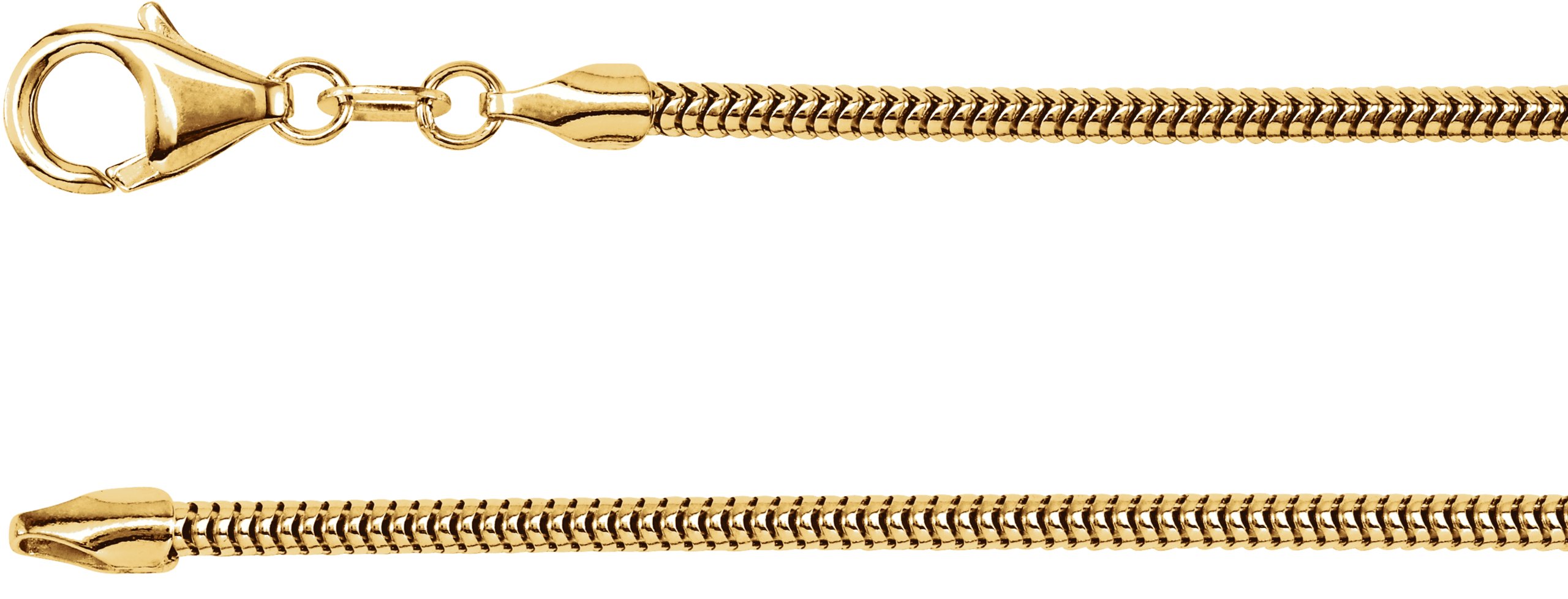 14K Yellow 2 mm Solid Round Snake 24" Chain