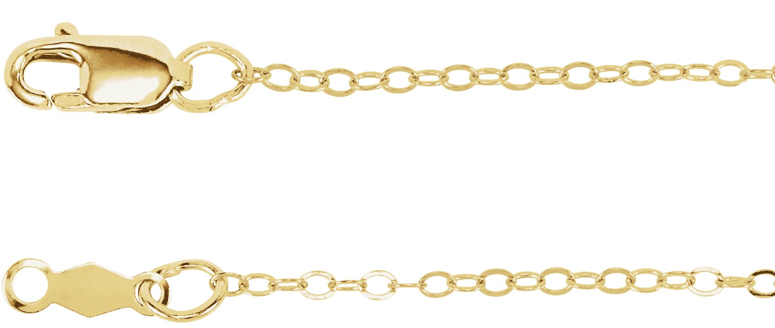 14K Yellow 1.3 mm Flat Cable 18" Chain