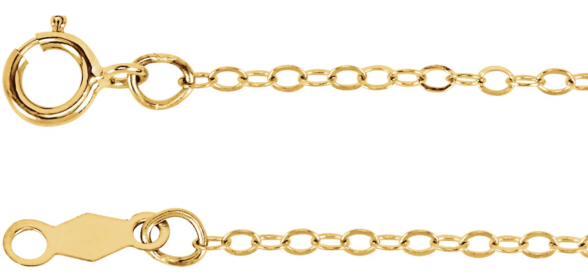 14K Yellow 1.3 mm Flat Cable 7" Chain
