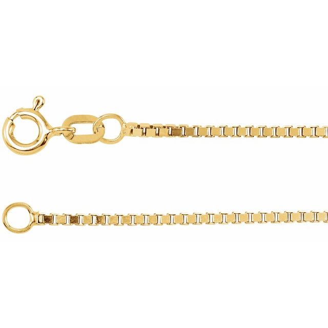 14K Yellow 1.3 mm Diamond Cut Box 7" Chain with Spring Ring 