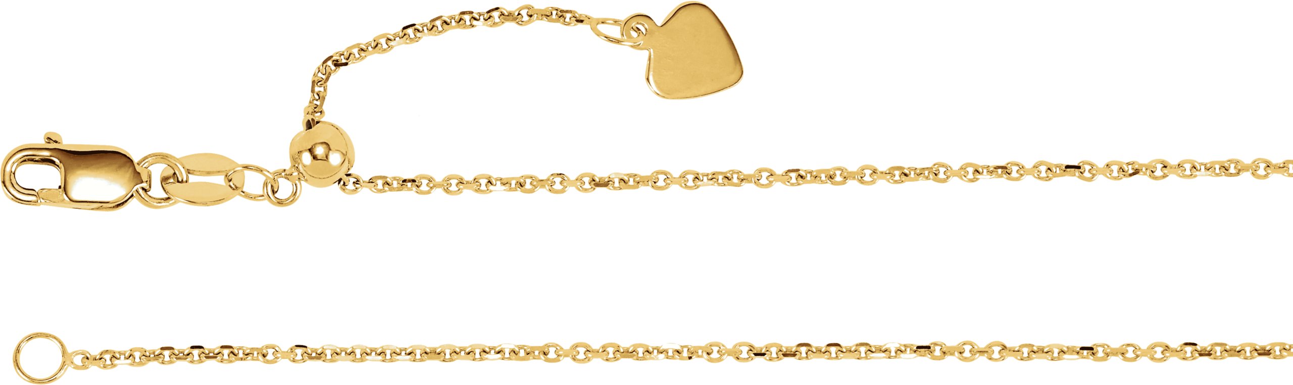 14K Yellow 1 mm Adjustable Cable 22" Chain