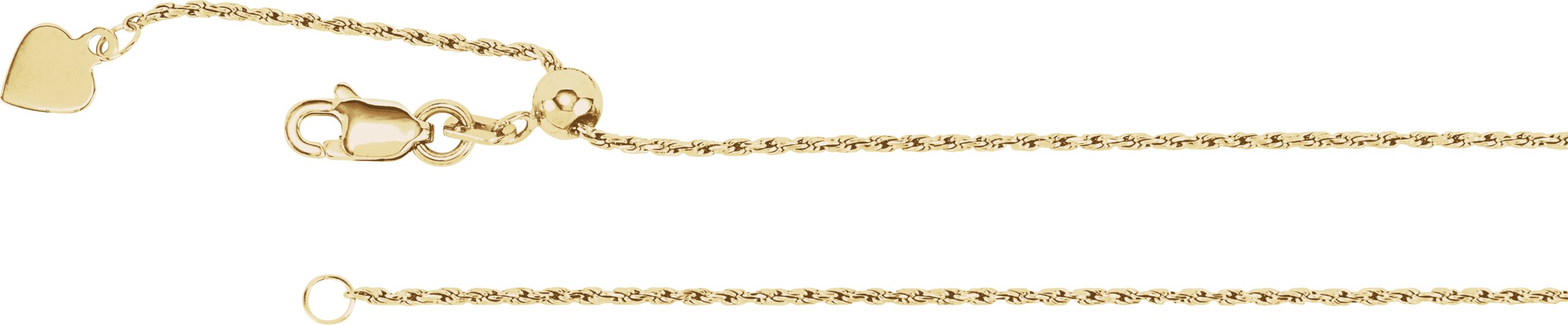 14K Yellow 1 mm Adjustable Rope 22" Chain