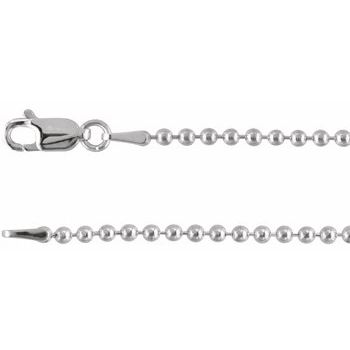 2mm Sterling Silver Bead Chain with Lobster Clasp 24 inch Ref 967126