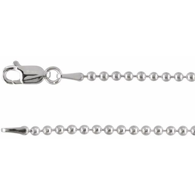 Sterling Silver 2 mm Hollow Bead 7 Chain
